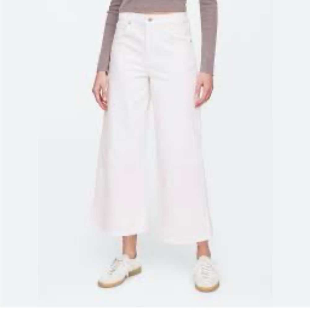 Gap High Rise Wide-Leg White Cropped Jeans Size 12